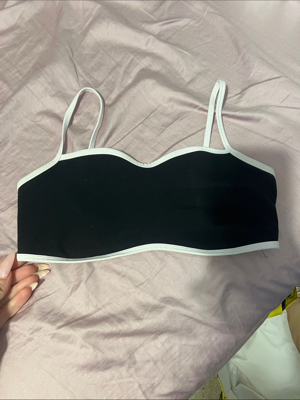 wild fable Black Bralette with White Seam Trim